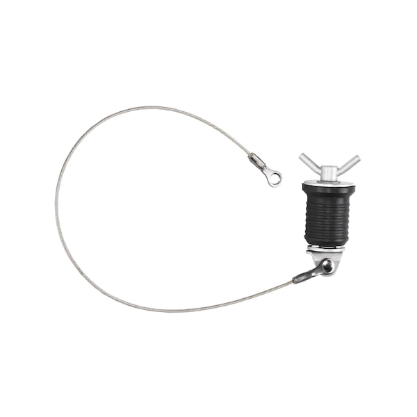 Tee Socket Plug Whitecap Tee Handle Drain Plug with SS Cable & Nut S-0211C | Zoro