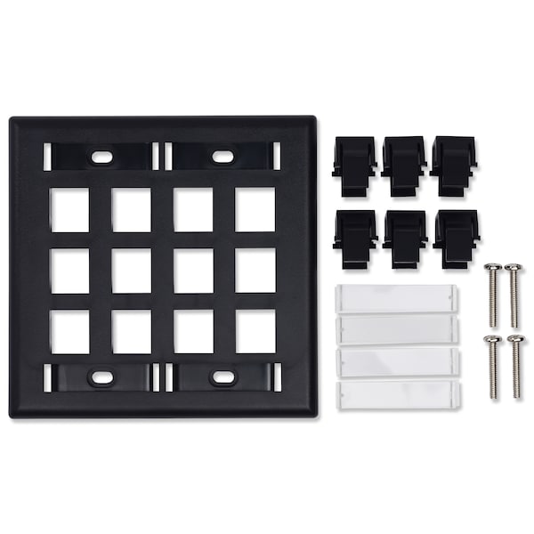 Belden 6-PORT FACEPLATE DOUBLE GANG, KEYSTONE-STYLE W/ID WINDOWS ...