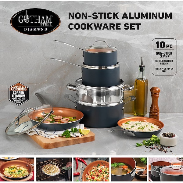 Gotham Steel 5-Piece Non-Stick Aluminum Cookware Set