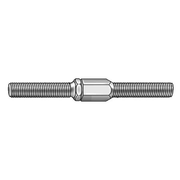 Zoro Select Double-End Threaded Stud, 1/4"-28 Thread to 1/4"-28 Thread, 4 in, Aluminum, Plain LINKH054