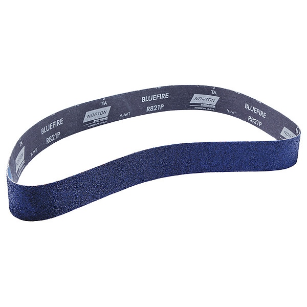 Norton Abrasives Sanding Belt, Coated, 2 in W, 48 in L, 40 Grit, Extra Coarse, Zirconia Alumina, BlueFire R821P 78072727102