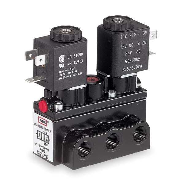 Aro Solenoid Air Control Valve, 1/4 In, 24VDC A312SD024D Zoro