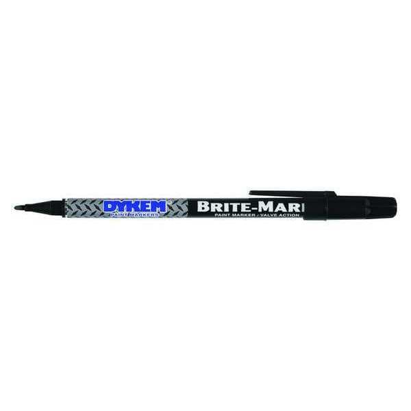 Dykem Permanent Permanent Paint Marker/Valve Action, Fine Tip, Black Color Family, Paint 41003