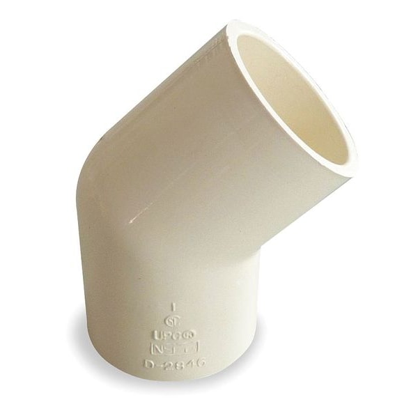Zoro Select CPVC Elbow, 45 Degrees  CTS, Schedule SDR-11, 1/2" Pipe Size, CTS Hub 2GKA9