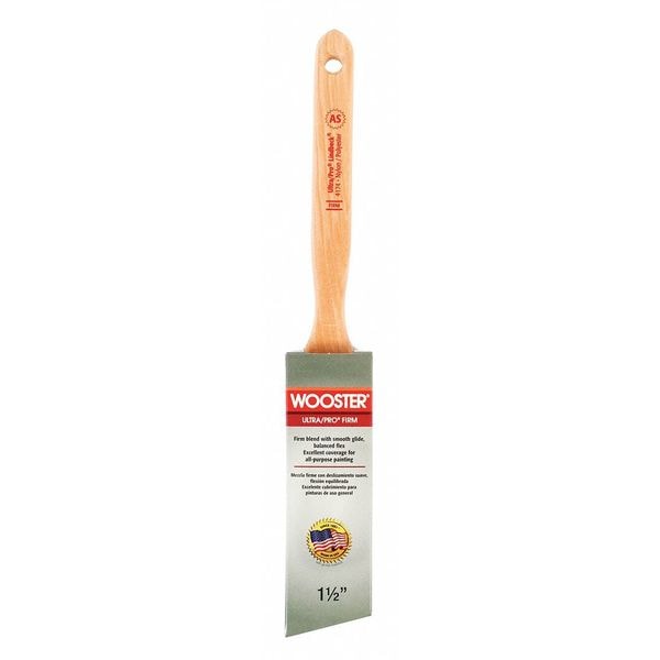 Wooster 1-1/2" Angle Sash Paint Brush, Nylon/Polyester Bristle, Wood Handle 4174-1 1/2