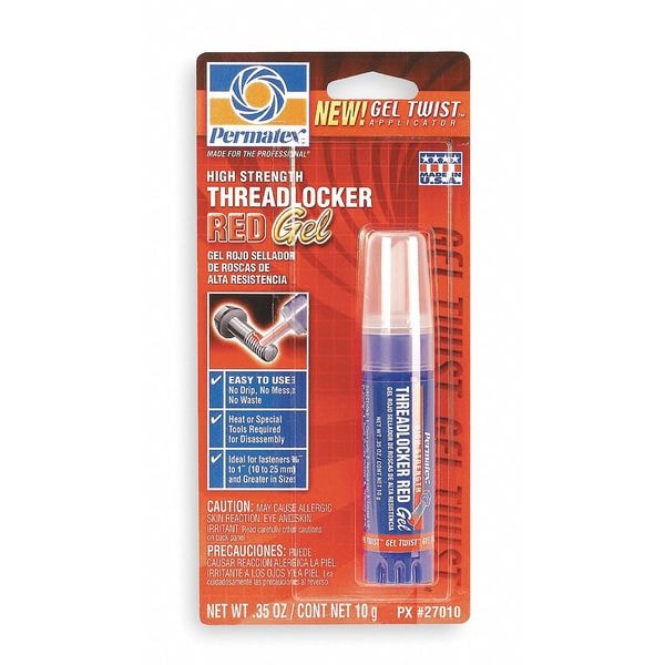 Permatex Threadlocker, Red, High Strength, 10g (0.35 oz.) 27010 Zoro