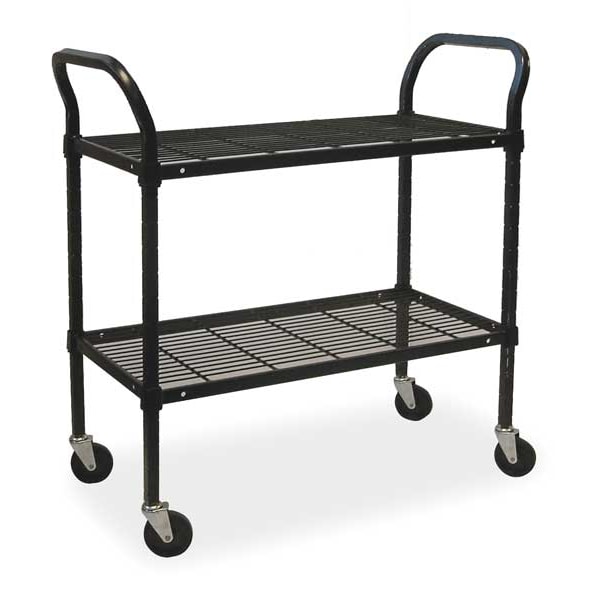 Zoro Select Wire Cart, 2 Shelf, 48x24x39, Black 2HDJ1