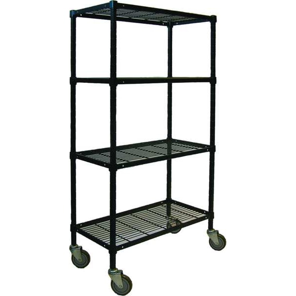 Zoro Select Wire Cart, 4 Shelf, 48x24x70, Black 2HDK5