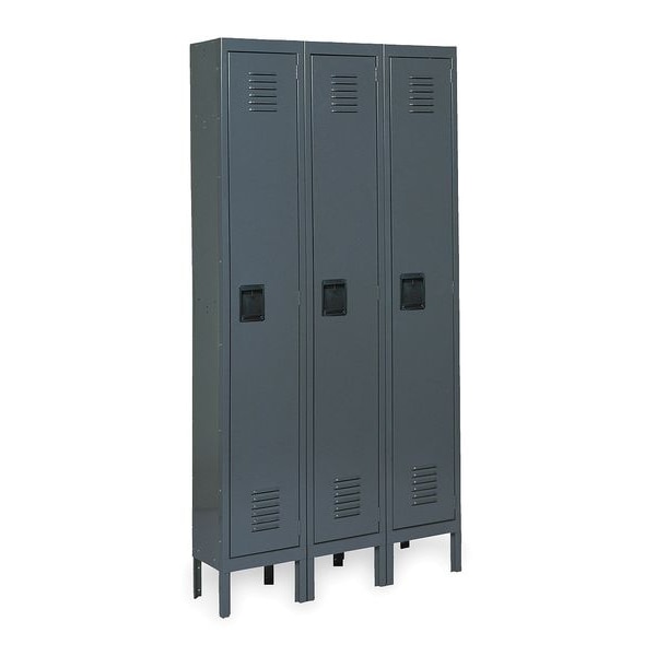 Zoro Select Wardrobe Locker, 45 in W, 18 in D, 78 in H, (1) Tier, (3) Wide, Gray 2HFJ4