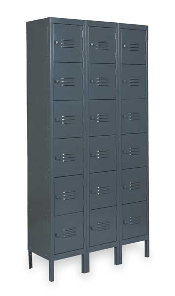 Zoro Select Box Locker, 36 in W, 18 in D, 78 in H, (3) Wide, (18) Openings, Gray 2HFK7