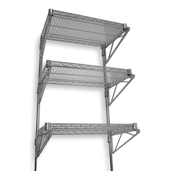 Zoro Select Steel Wire Wall Shelving, 14"D x 36"W x 54"H, Chrome 2HGE9