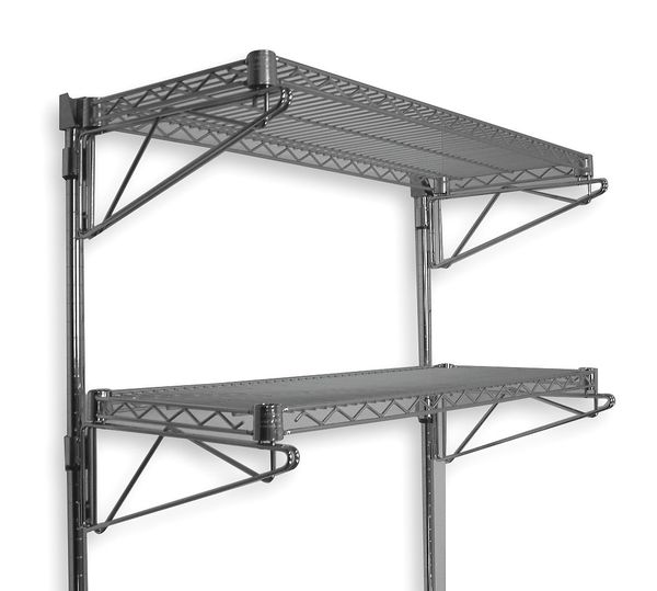 Zoro Select Steel Wire Wall Shelving, 18"D x 48"W x 34"H, Chrome 2HGE4