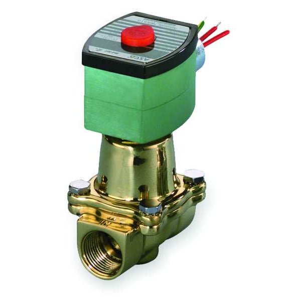 Redhat 120V AC Brass Cryogenic Solenoid Valve, Normally Closed, 1/2 in Pipe Size 8222G002LT