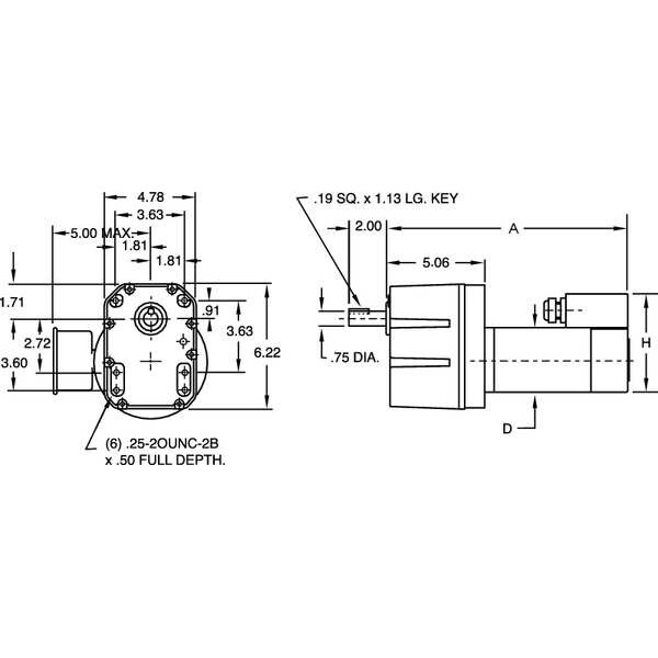 Dayton 1LNF7 AC Gearmotor - 4 RPM, 130 In-Lb Torque, 115V, 1/15 HP