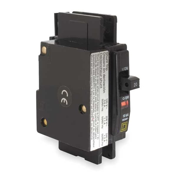 Square D Miniature Circuit Breaker, 10 A, 120/240V AC, 1 Pole, Surface/DIN Rail Mounting Style, QOU Series QOU1101021