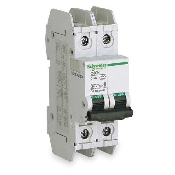 Schneider Electric IEC Miniature Circuit Breaker, 3, 120/240VAC, 2 Pole, DIN Rail Mounting Style, C60N Series 60138