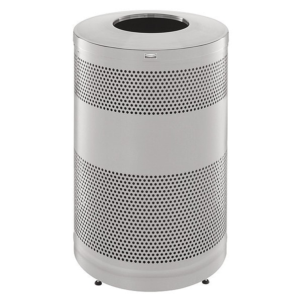Rubbermaid Commercial 51 gal Round Trash Can, Stainless Steel, 24 in Dia, None, Stainless Steel, Rigid Plastic FGS55SSTSSPL