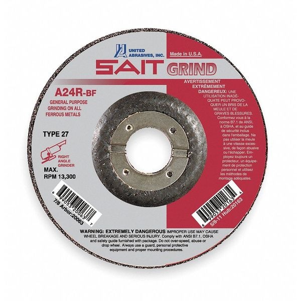 UNITED ABRASIVES-SAIT Depressed Center Wheels, 27, 4-1/2