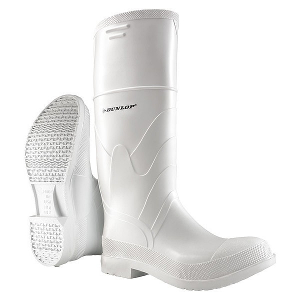 Dunlop Knee Boots, Size 9, 16" H, White, Plain, PR 810110933