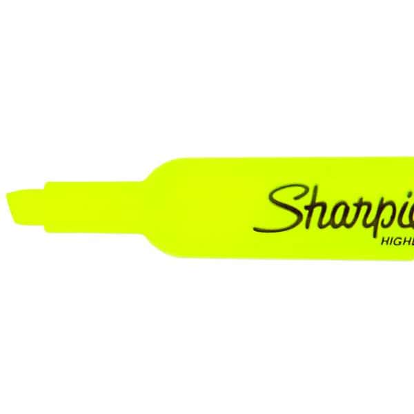 Sharpie Smear Guard Highlighter, Chisel Tip Fluorescent Yellow PK12