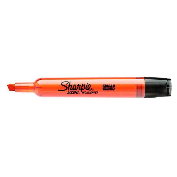 Sharpie Smear Guard Highlighter, Chisel Tip Fluorescent Orange PK12