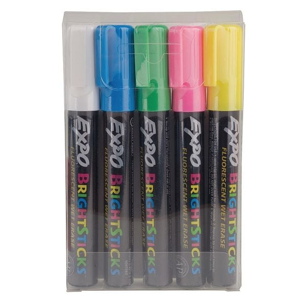 Expo Wet Erase Marker Set, Bullet Point, Assorted Colors PK5 14075 Zoro