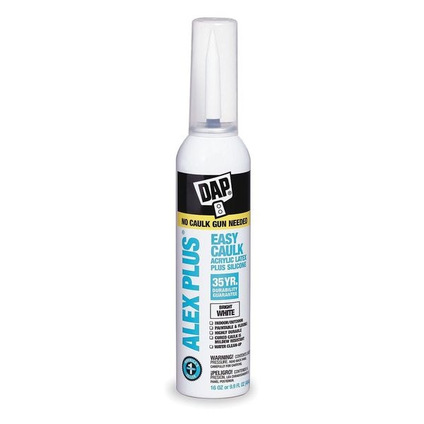 Dap Caulk, 16 oz, Aerosol Can, White, Siliconized Acrylic Polymer Base