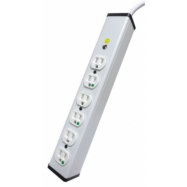 Power First Outlet Strip, 6 Outlet(s) Hospital Grade NEMA 5-15R ...