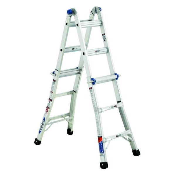 Werner Multipurpose Ladder, Extension, Scaffold, Staircase, Stepladder Configuration, 11 ft, Aluminum MT-13