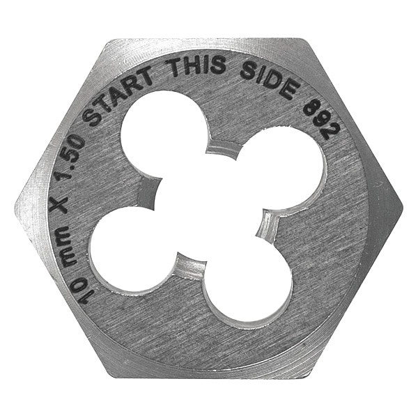 Vermont American Hexagon Die, Carbon Steel, RH, M10-1.50mm 21242