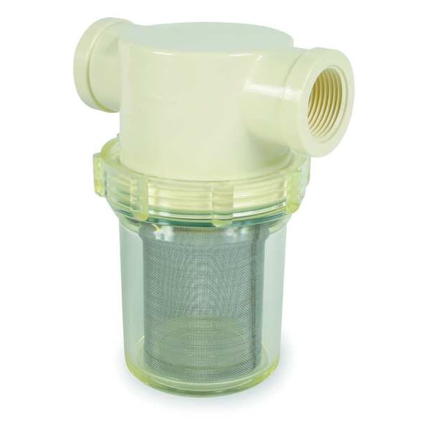 Ron-Vik Inline Strainer, 1 in NPT, Nylon, 305 Micron, 6-7/16