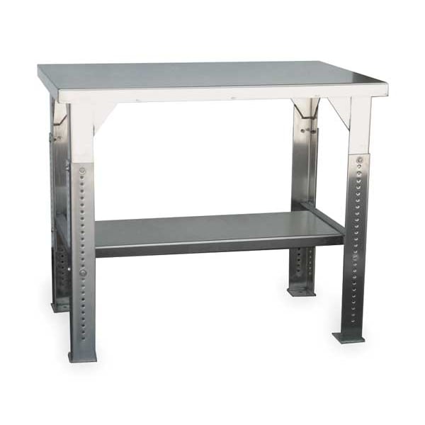 Strong Hold Bolted Shop Table, Stainless Steel, 72" W, 34" Height, 10,000 lb., Straight T7236SS-AL