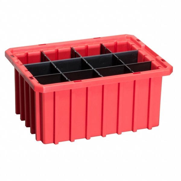 Akro-Mils Industrial Grade Polymer, Divider Box, Red, 10 7/8