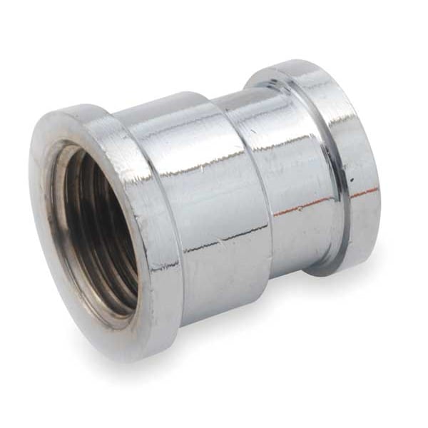 Zoro Select Chrome Plated Brass Reducing Coupling, FNPT, 3/8" x 1/4" Pipe Size 81119-0604