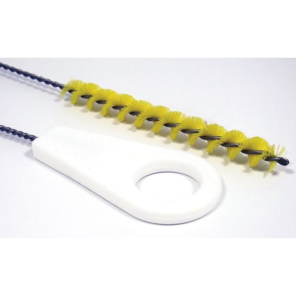 Tough Guy Pipe Brush, 31 in L Handle, 5 in L Brush, Yellow, Polypropylene, 36 in L Overall 2VGY3