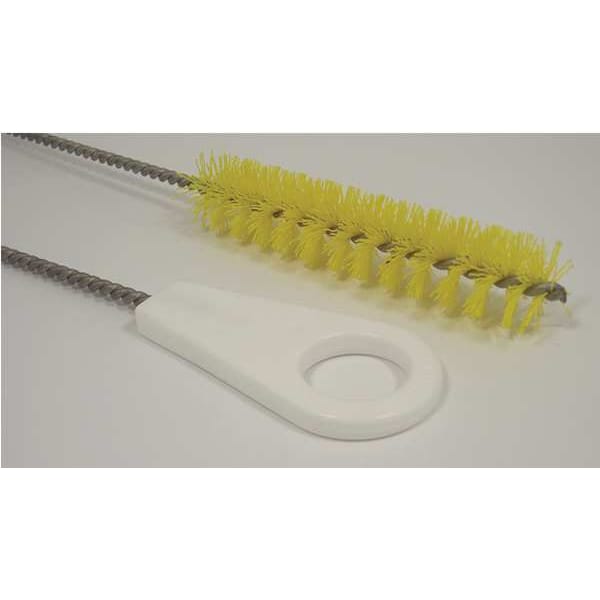 Tough Guy Pipe Brush, 13 in L Handle, 5 in L Brush, Yellow, Polypropylene, 18 in L Overall 2VHD3