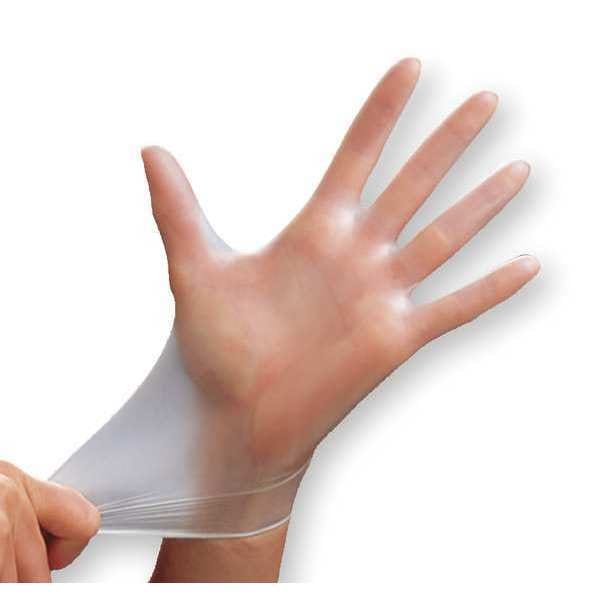Condor Disposable Gloves, Vinyl, Powdered, Clear, L, 100 PK 2VMC2