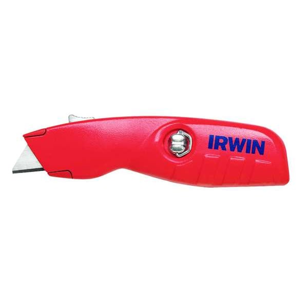 Irwin Safety Knife, SelfRetracting, Rounded Safety Blade, Aluminum, 6