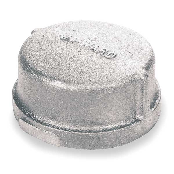 Zoro Select Malleable Iron Round Cap, 3 in FNPT, Class 150