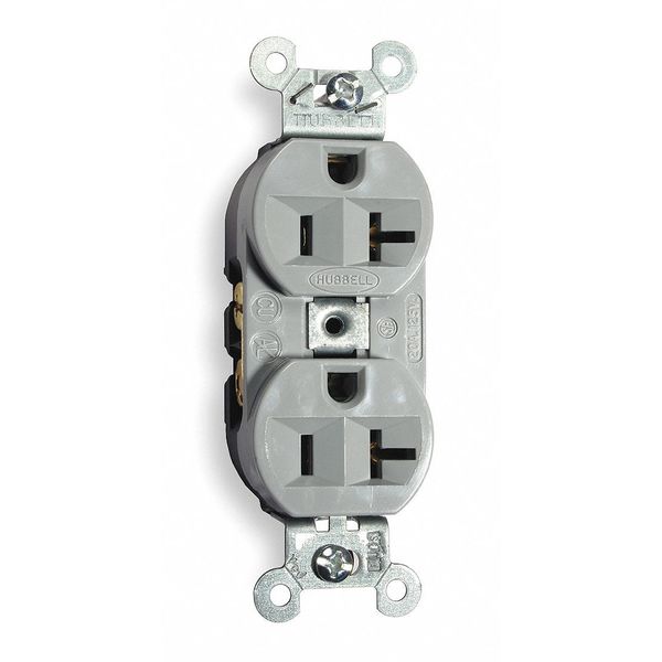 Hubbell Wiring Device-Kellems 20A Duplex Receptacle 125VAC 5-20R GY 5362G