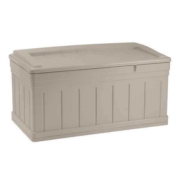 Suncast 129 gal Resin Deck Box With Seat, Light Taupe DB9750