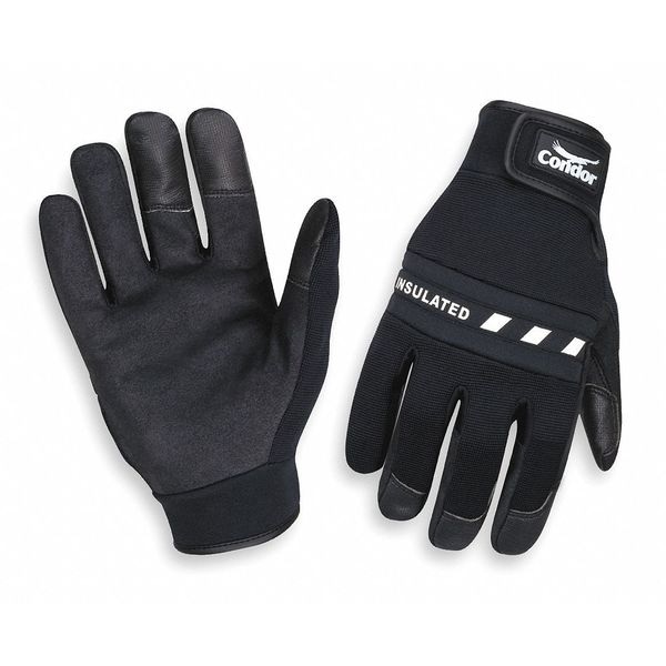 Condor Cold Protection Gloves, L, Black, Stretch Nylon 2XRU2