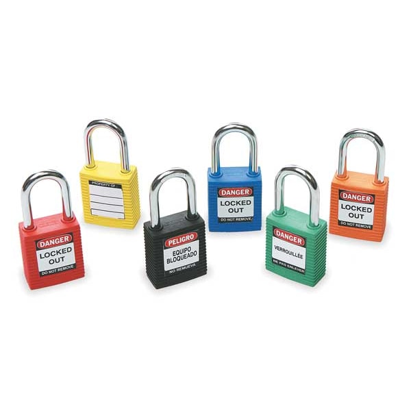 Brady Lockout Padlock, Keyed Different, Nylon, Standard Body Size