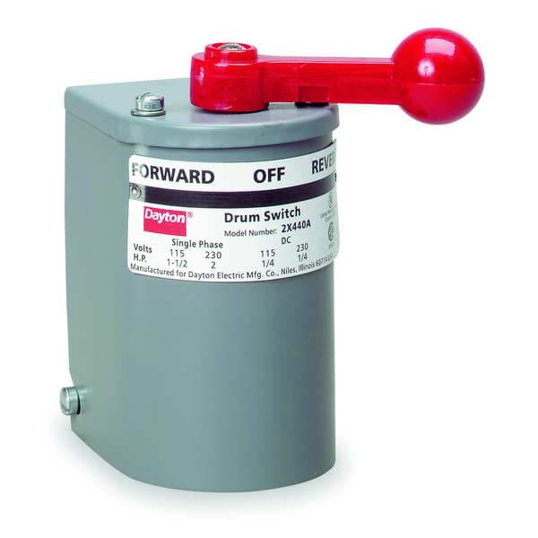 Dayton Switch, Drum Reversing, Plastic Handle 2X440 | Zoro