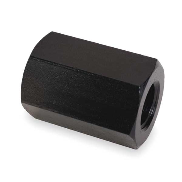 TeCo Coupling Nut, 3/4"10, Steel, Grade 5, Black Oxide, 17/8 in Lg