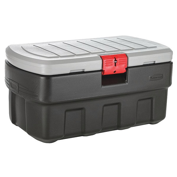 Rubbermaid Black/Red Attached Lid Container, Plastic 1949208