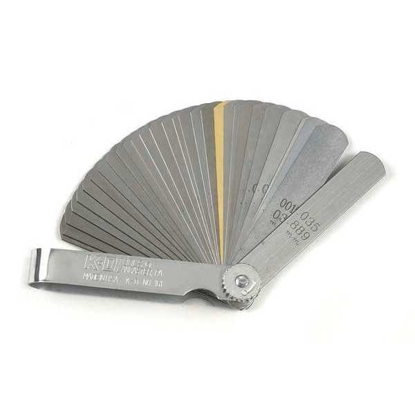 Gearwrench Feeler Gauges, 32 Blade, 3 5/16 in L, 1/2 in W, Steel, 0.0015 in to 0.035 in 161D Zoro