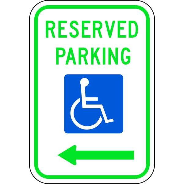 Zing Handicap Parking Sign, 12" W, 18" H, English, Aluminum 2285
