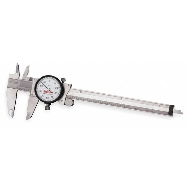 Starrett Dial Caliper w/Case, 6 In/150mm, White 120A-6