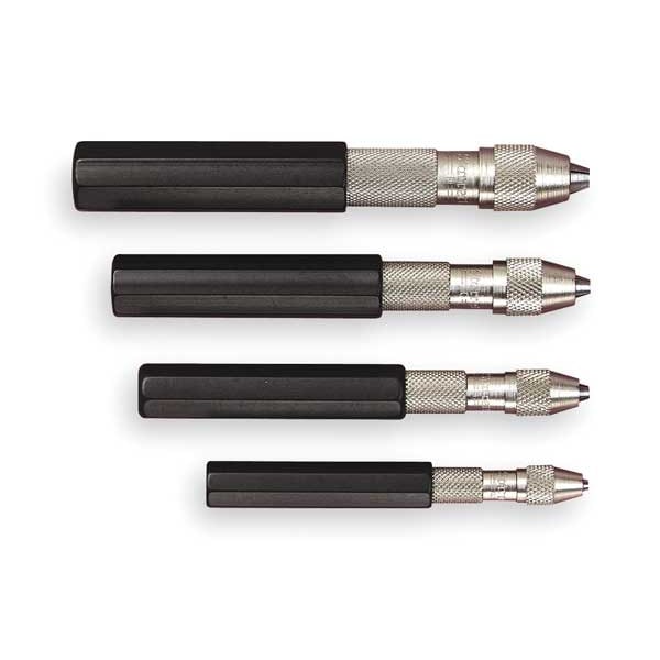 Starrett Pin Vise Set w/Case, 4 Jaws S166Z Zoro